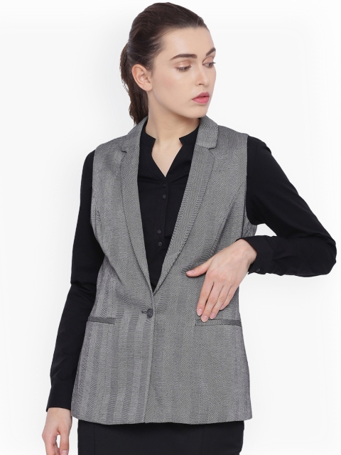 

Van Heusen Woman Women Grey Self Design Tailored Jacket
