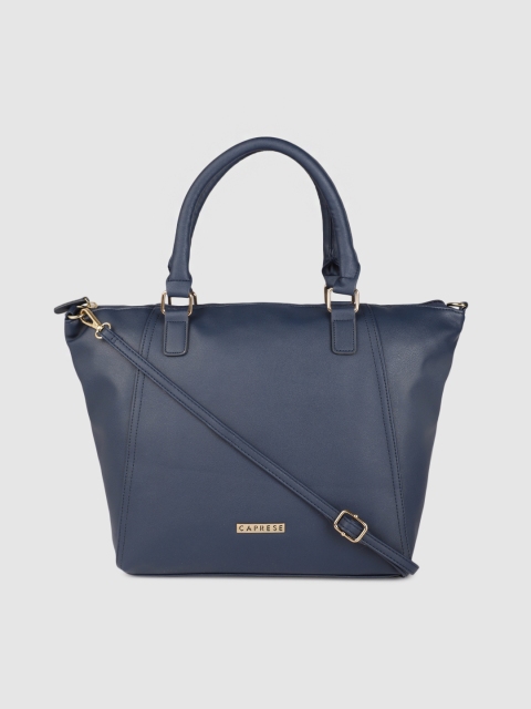 

Caprese Navy Blue Solid Handheld Bag