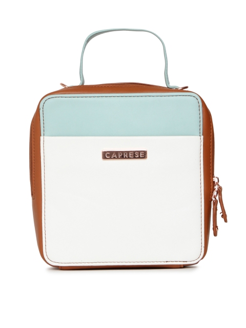 

Caprese White & Mint Green Colourblocked Handheld Bag