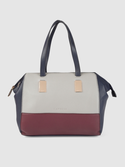 

Caprese Grey & Red Colourblocked Handheld Bag