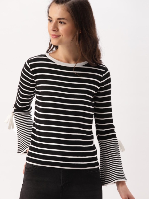 

DressBerry Women Black & White Striped Pullover