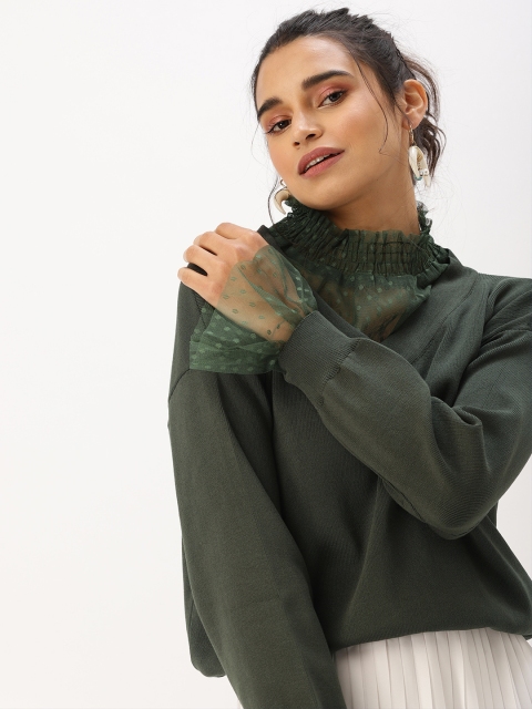

DressBerry Women Olive Green Solid Sweater
