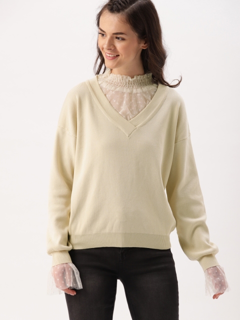 

DressBerry Women Beige Solid Pullover