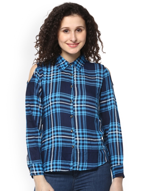 

Mayra Women Blue Regular Fit Checked Casual Shirt