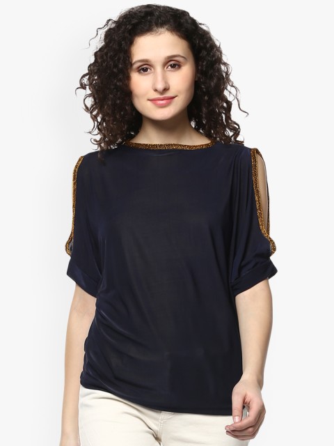 

Mayra Women Navy Blue Solid Top