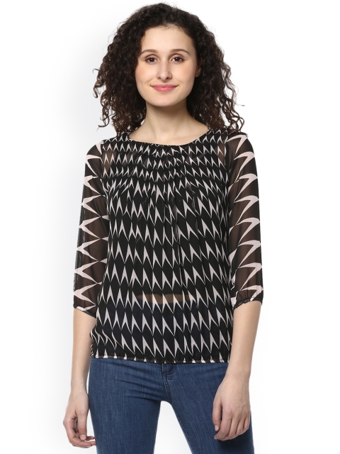 

Mayra Women Black & White Printed Top