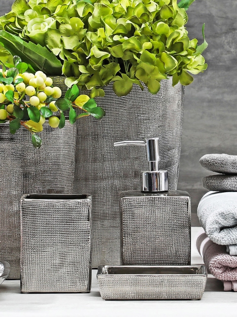 

Pure Home and Living Silver-Toned Set of 2 Ceramic Soap Dispenser