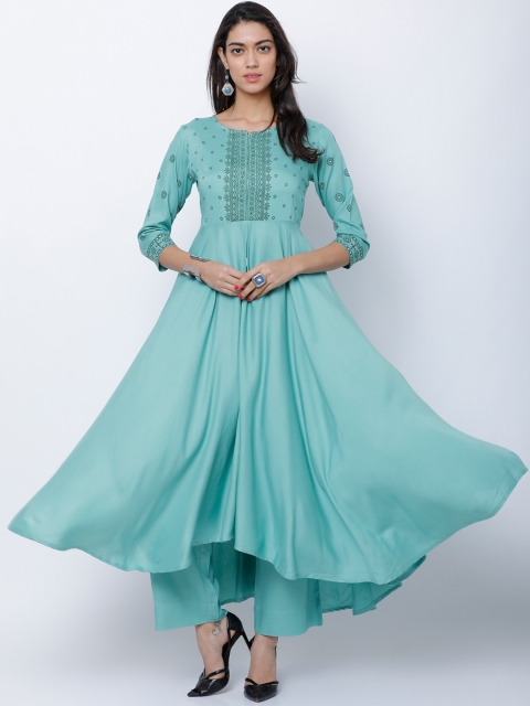 

Vishudh Women Green Printed Kurti with Palazzos