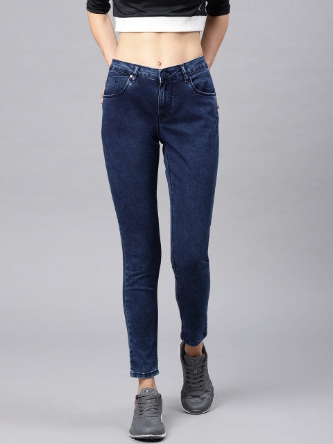 

HRX by Hrithik Roshan Women Blue Skinny Fit Mid-Rise Clean Look Stretchable Jeans
