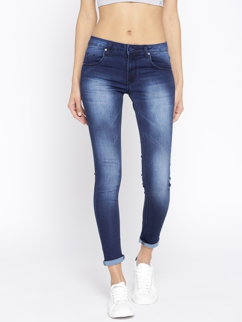 

HRX by Hrithik Roshan Women Navy Blue Skinny Fit Mid-Rise Clean Look Stretchable Jeans