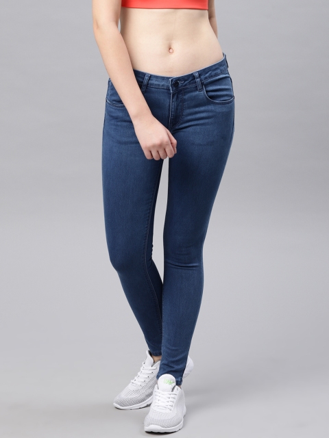 

HRX by Hrithik Roshan Women Blue Skinny Fit Mid-Rise Clean Look Stretchable Jeans