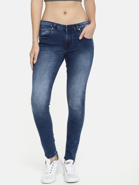 

HRX by Hrithik Roshan Women Blue Skinny Fit High-Rise Clean Look Stretchable Jeans
