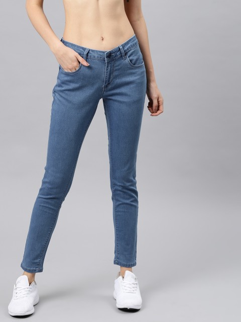 

HRX by Hrithik Roshan Women Blue Skinny Fit Mid-Rise Clean Look Stretchable Jeans