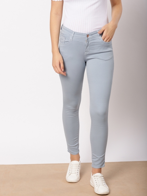 

ether Women Blue Skinny Fit Mid-Rise Clean Look Stretchable Cropped Jeans