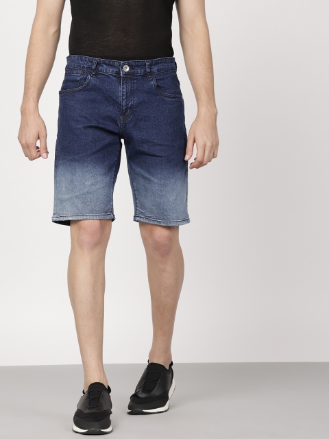 

ether Men Blue Washed Regular Fit Denim Shorts