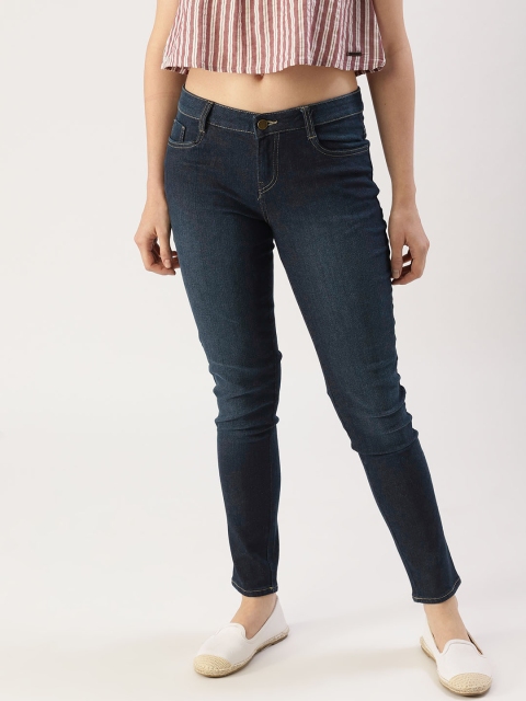 

DressBerry Women Navy Blue Skinny Fit Mid-Rise Clean Look Stretchable Jeans