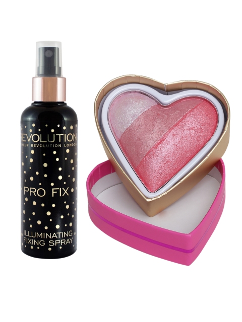 

Makeup Revolution London Set of Illuminating Fixing Spray & Triple Baked Blusher, Pink