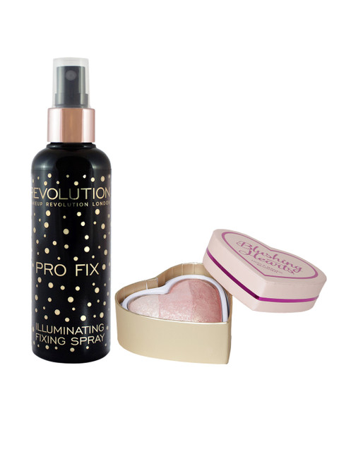 

Makeup Revolution London Illuminating Fixing Spray & Blush Set, Black
