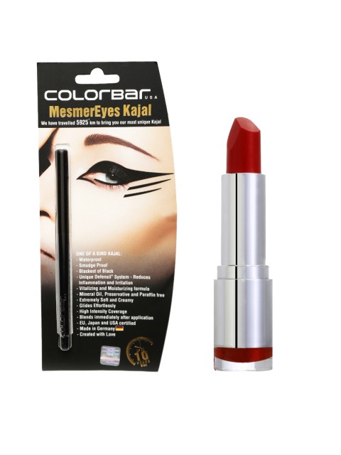 

Colorbar Set of MesmerEyes Kajal & Velvet Matte Lipstick, Red
