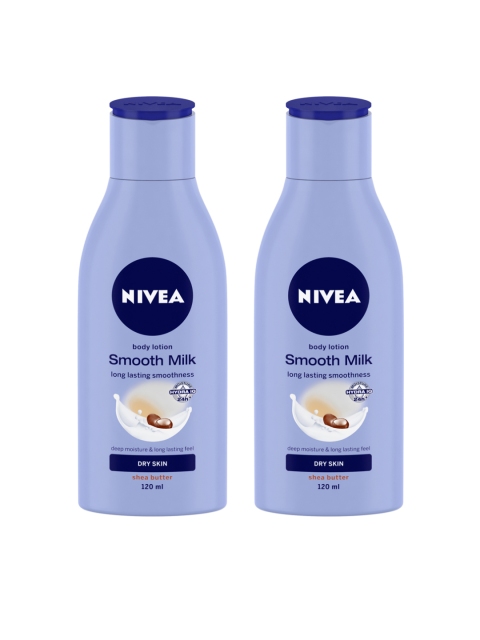 

Nivea Set of 2 Smooth Milk Body Lotion For Dry Skin, Blue