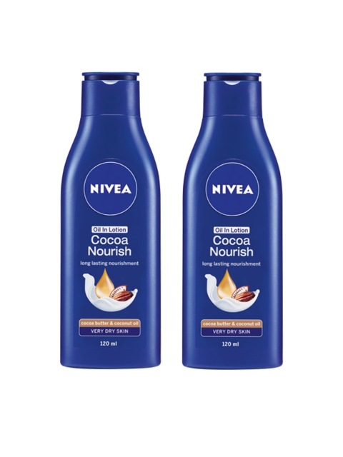 

Nivea Unisex Set of 2 Cocoa Nourish Oil Body Lotion, Blue