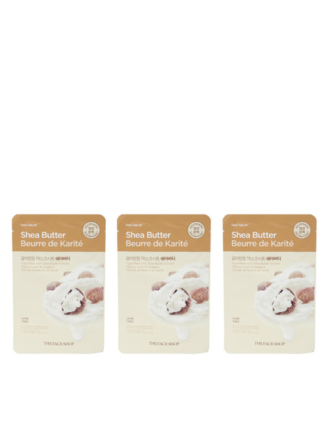 

The Face Shop Set of 3 Real Nature Shea Butter Face Masks, Beige