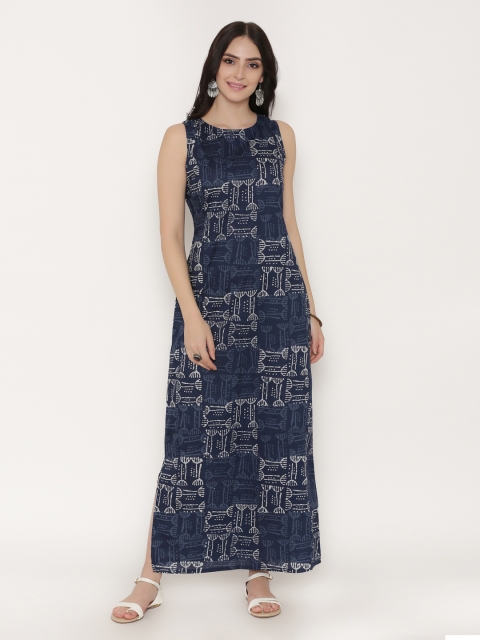 

Alom Women Navy Blue Printed Maxi Dress