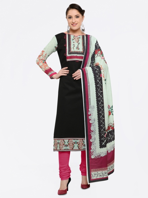 

Saree mall Women Black Cotton Blend Unstitched Dress Material