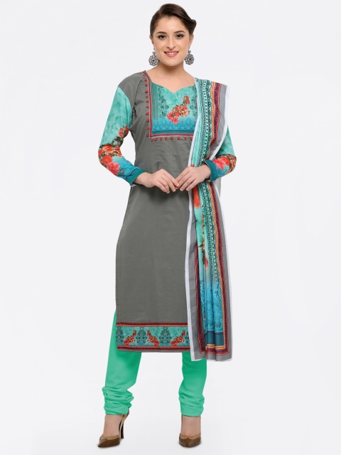 

Saree mall Women Grey Cotton Blend Unstitched Dress Material