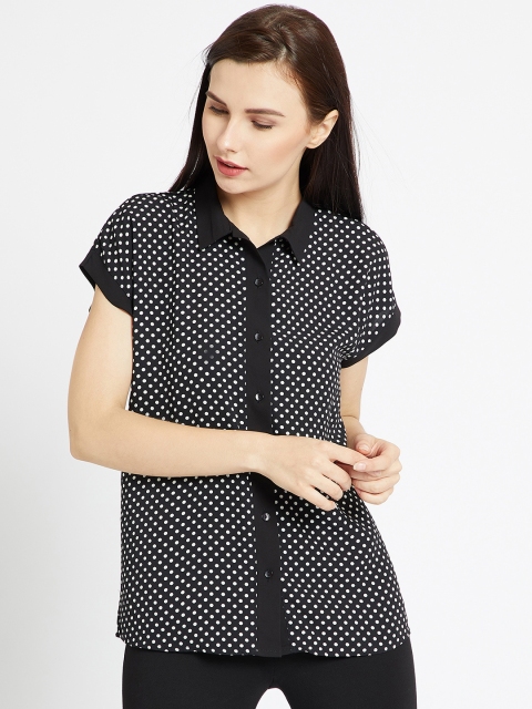 

COVER STORY Women Black Printed Shirt Style Top