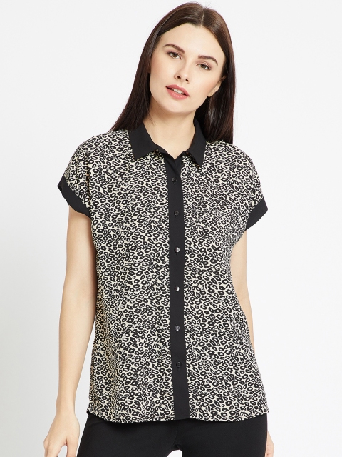 

COVER STORY Women Black Printed Shirt Style Top