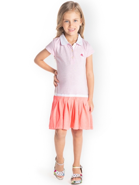 

Cherry Crumble Girls Pink Colourblocked A-Line Dress