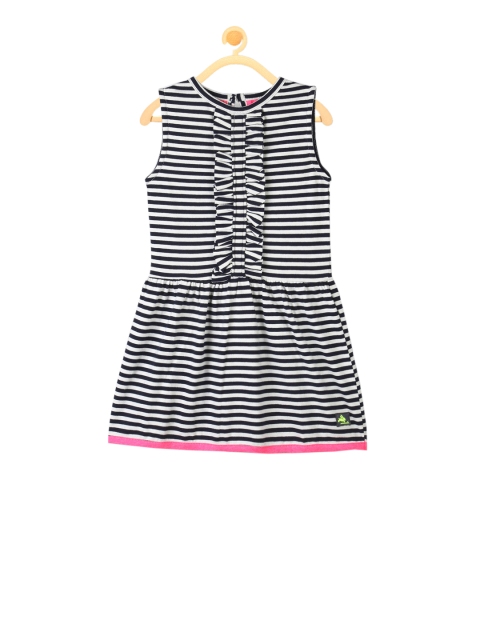 

Cherry Crumble Girls Navy Blue Striped Fit and Flare Dress