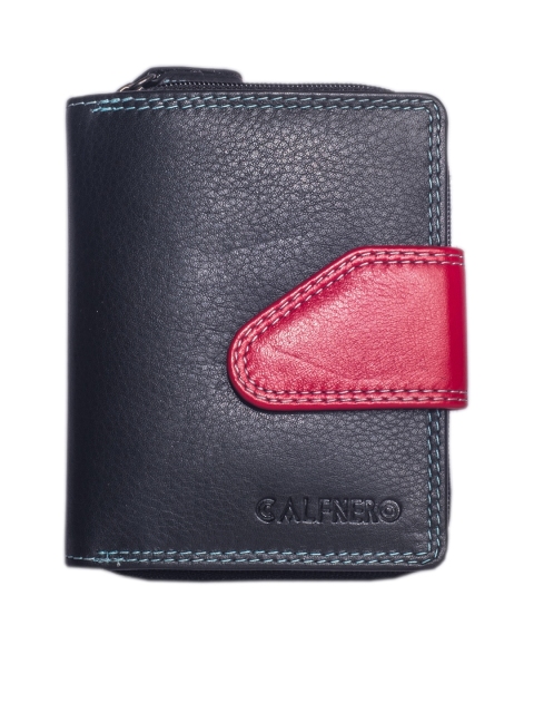 

CALFNERO Women Black & Red Solid Two Fold Wallet