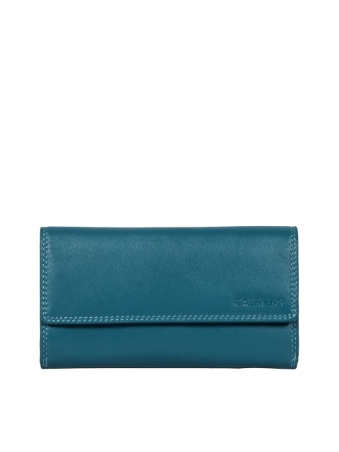 

CALFNERO Women Teal Solid Two Fold Wallet