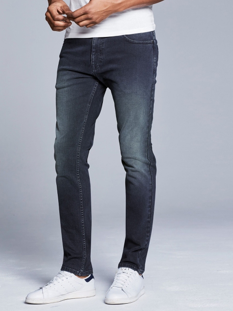

next Men Navy Blue Slim Fit Mid-Rise Clean Look Stretchable Jeans