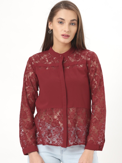

Marie Claire Women Maroon Classic Regular Fit Solid Casual Shirt