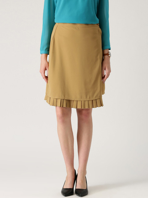 

Marie Claire Women Khaki Solid Straight Skirt