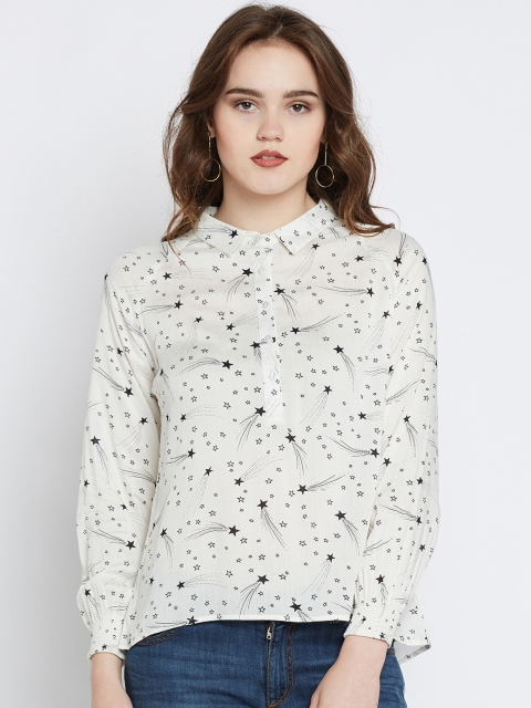 

Marie Claire Women White Printed Shirt Style Top