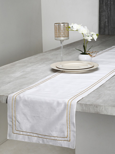 

Pure Home and Living White Embroidered 90" x 13" Table Runner