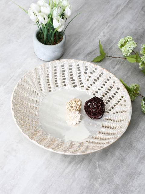 

Pure Home and Living Off White Perforated Modern Bowl