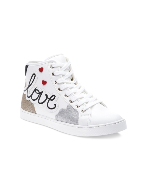 

ALDO Women White Printed Mid-Top Sneakers