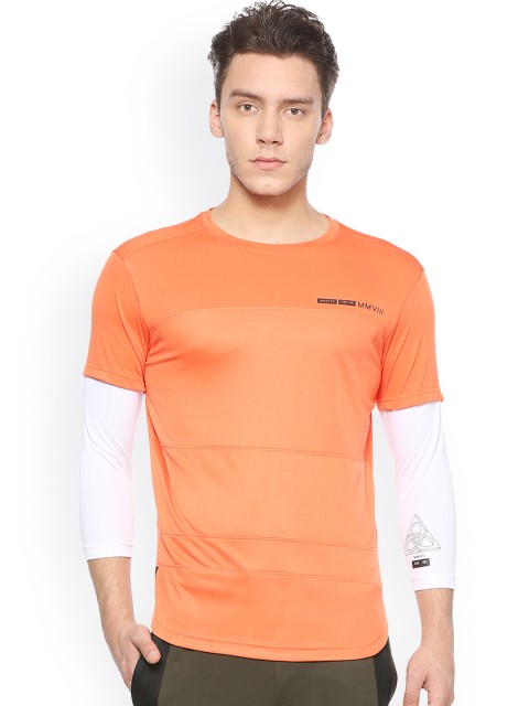 

People Men Orange Solid Round Neck T-shirt