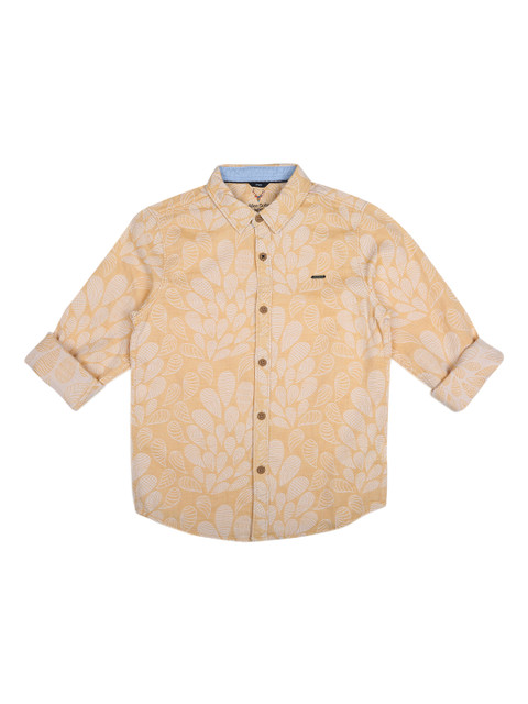 

Allen Solly Junior Boys Peach-Coloured Regular Fit Printed Casual Shirt