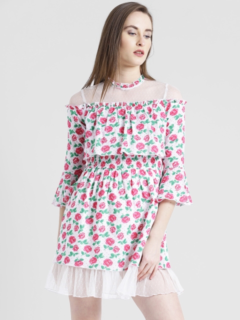 

Texco Women Red Floral Printed Fit and Flare Dress
