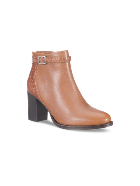 

Saint G Women Tan Brown Solid Heeled Boots