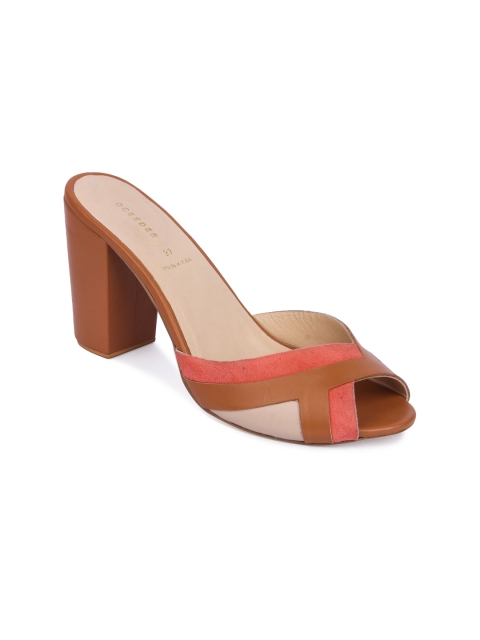 

OCEEDEE Women Peach-Coloured Solid Leather Pumps