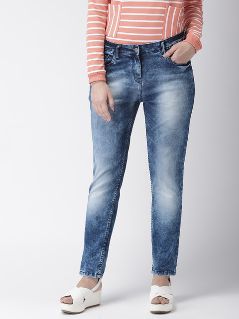 

Mast & Harbour Women Blue Boyfriend Fit Mid-Rise Clean Look Stretchable Jeans