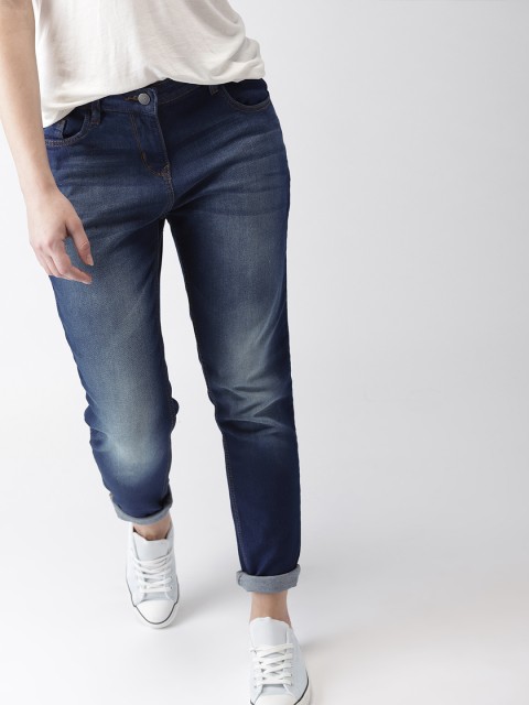 

Mast & Harbour Women Blue Boyfriend Fit Mid-Rise Clean Look Stretchable Crop Jeans