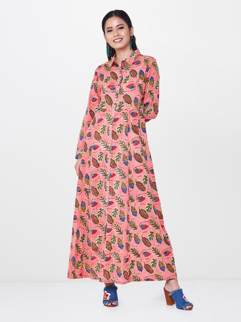 

Global Desi Women Pink Printed Maxi Dress
